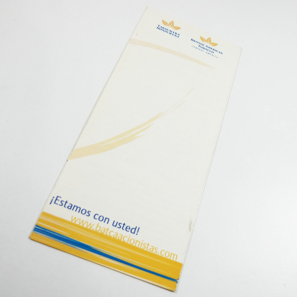 Photo of the first brochure design for a big brand British American of Andres Solano Tobacco